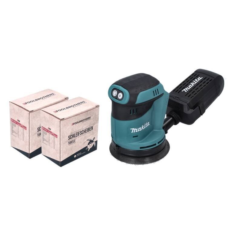 Epäkiskohiomakone Makita DBO 180 Z 18 V 125 mm + 2x Toolbrothers TURTLE hiomasarja - ilman akkua. ilman laturia hinta ja tiedot | Hiomakoneet | hobbyhall.fi