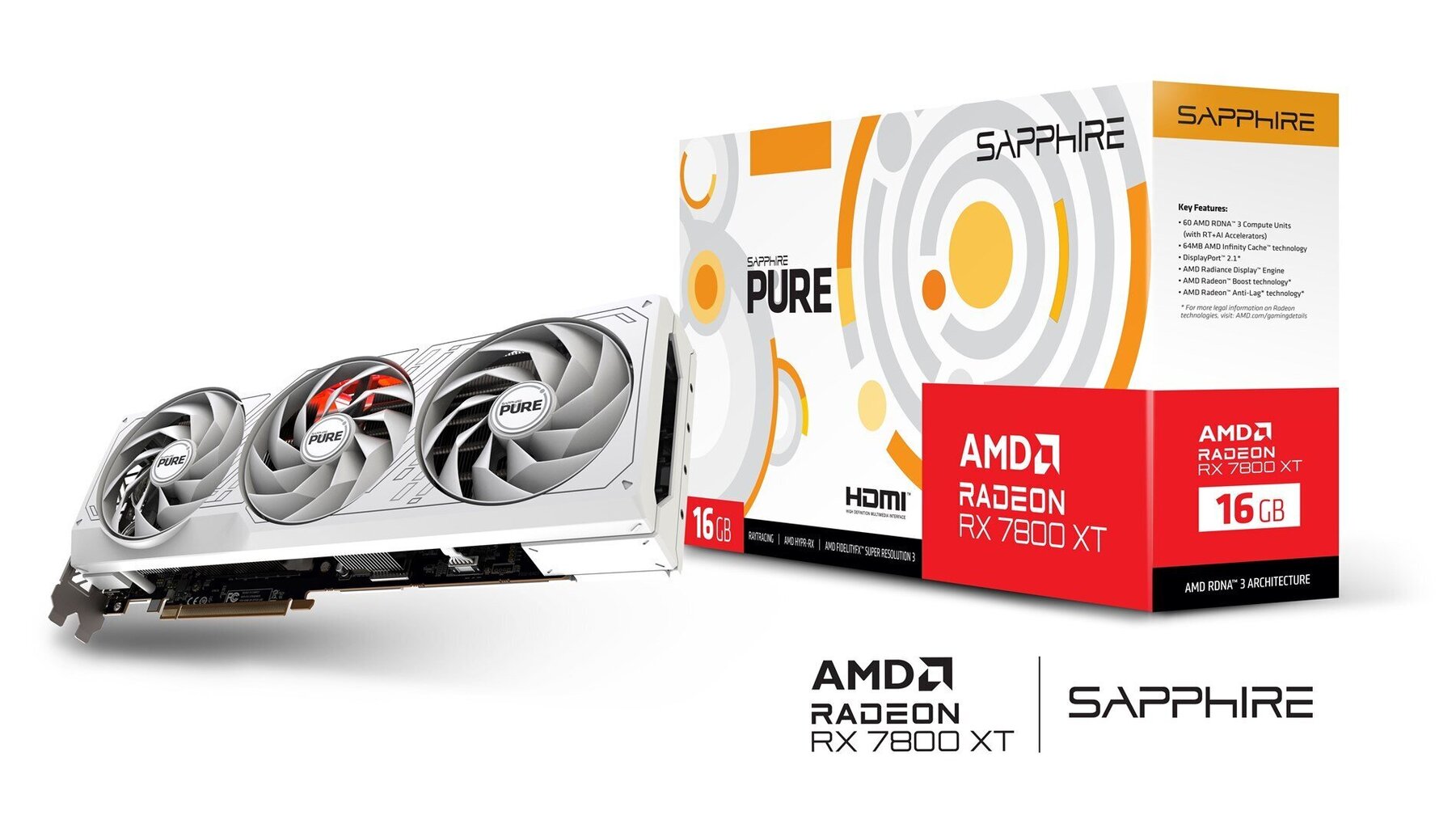 Sapphire Pure AMD Radeon RX 7800 XT (11330-03-20G) hinta ja tiedot | Näytönohjaimet | hobbyhall.fi