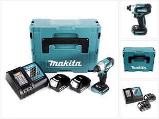 Akkuiskuväännin Makita DTD 155 RFJ 18 V 140 Nm 1/4" + 2x akku 3,0 Ah + laturi + Makpac hinta ja tiedot | Akkuporakoneet ja ruuvinvääntimet | hobbyhall.fi