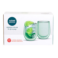 Andrea color kaksinkertaiset lasikupit, 300 ml, vihreä hinta ja tiedot | Lasit, mukit ja kannut | hobbyhall.fi