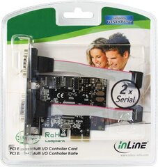 InLine 2x Serial 9pin / PCI-E (76619C) hinta ja tiedot | InLine Tietokoneen komponentit | hobbyhall.fi