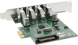 InLine USB 3.0 4 Port Host Controller PCIe incl. Low Profile Bracket and 4 Pin Aux. Power (76661C) hinta ja tiedot | Ohjain- ja laajennuskortit | hobbyhall.fi