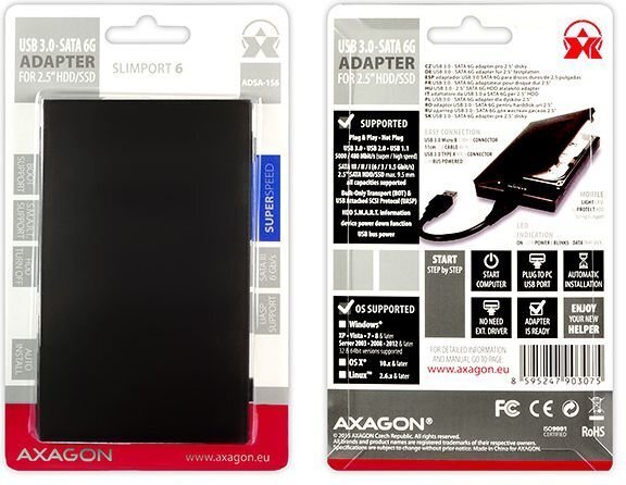 Axagon ADSA-1S6 HDD / SSD adapteri hinta ja tiedot | Komponenttien lisätarvikkeet | hobbyhall.fi