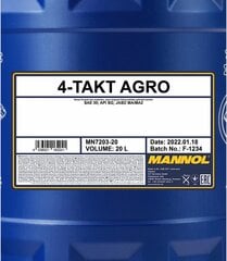 MANNOL 4-Takt Agro SAE 30 API SG, 20 Liter hinta ja tiedot | Moottoriöljyt | hobbyhall.fi