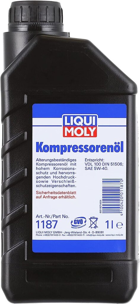 Liqui Moly 1187 Kompressorenöl 1 L hinta ja tiedot | Voiteluöljyt ja -nesteet | hobbyhall.fi