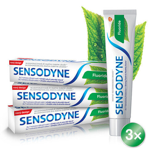 Hammastahna herkille hampaille Sensodyne Fluoride Tripack, 3 x 75 ml hinta ja tiedot | Suuhygienia | hobbyhall.fi