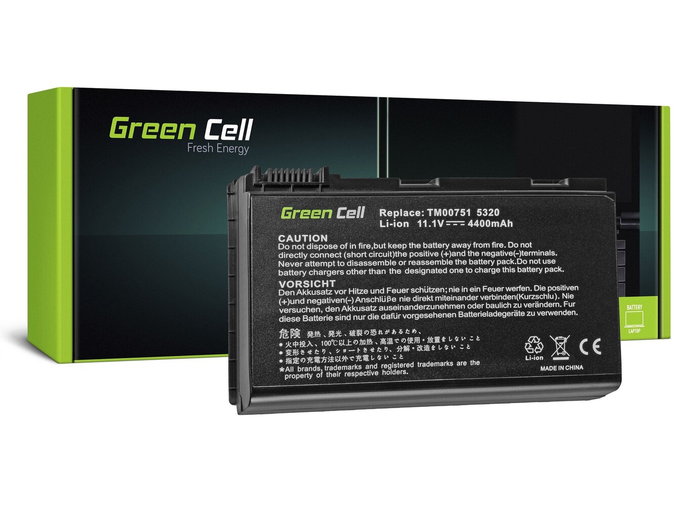 Green Cell Laptop Battery for Acer TravelMate 5220 5520 5720 7520 7720 Extensa 5100 5220 5620 5630 11.1V hinta ja tiedot | Kannettavien tietokoneiden akut | hobbyhall.fi