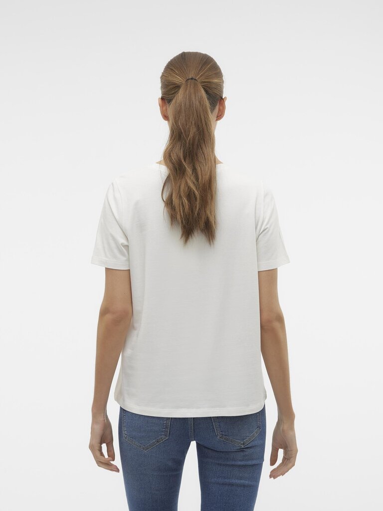 Vero Moda Naisten T-paita 10306773*01, valkoinen/sininen 5715510625425 hinta ja tiedot | Naisten T-paidat | hobbyhall.fi