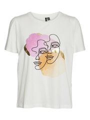 Vero Moda Naisten T-paita 10306773*02, valkoinen/vaaleanpunainen 5715510625432 hinta ja tiedot | Naisten T-paidat | hobbyhall.fi
