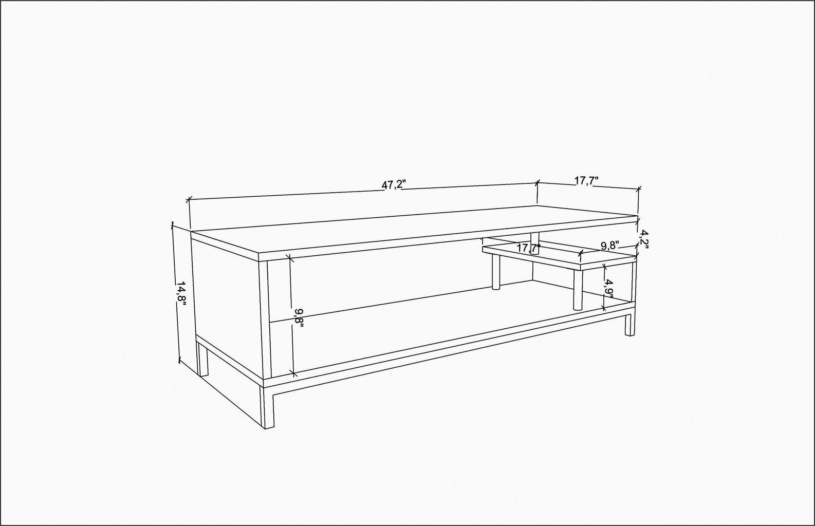 TV-taso, Asir, 120x44,6x37,6 cm, valkoinen/musta hinta ja tiedot | TV-tasot | hobbyhall.fi