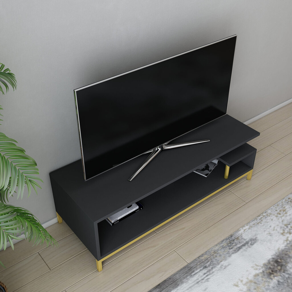 TV-taso, Asir, 120x44,6x37,6 cm, kulta/harmaa hinta ja tiedot | TV-tasot | hobbyhall.fi