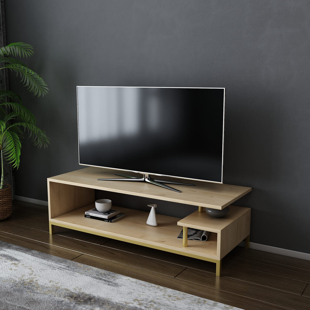 TV-taso, Asir, 120x44,6x37,6 cm, kulta/ruskea hinta ja tiedot | TV-tasot | hobbyhall.fi