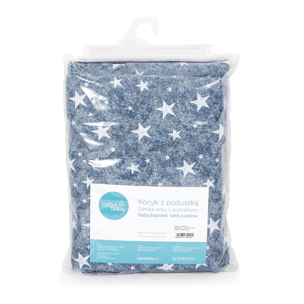 CebaBaby antklodės ir pagalvės rinkinys Blue Stars, 75x100, 2 dalių hinta ja tiedot | Vuodevaatteet lapsille | hobbyhall.fi