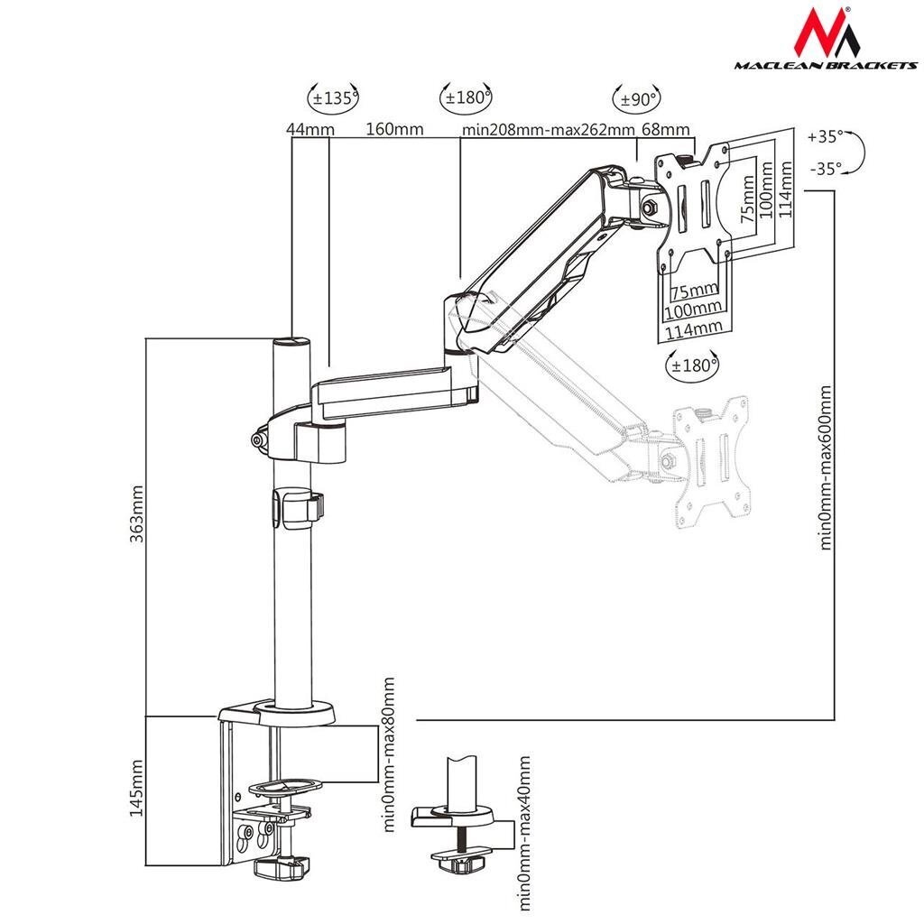 MACLEAN MC-775 hinta ja tiedot | Näyttötelineet | hobbyhall.fi