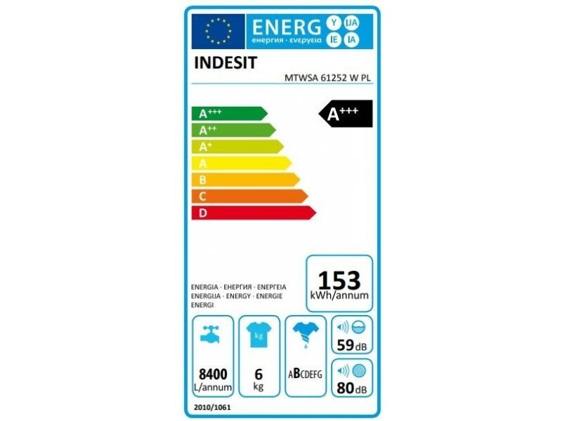 Pralka INDESIT MTWSC 61294 W PL hinta ja tiedot | Pyykinpesukoneet | hobbyhall.fi