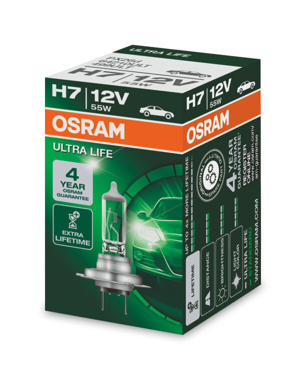 Polttimot Osram Ultra Life H7, PX26D, 1 kpl, laatikko hinta ja tiedot | Polttimot | hobbyhall.fi