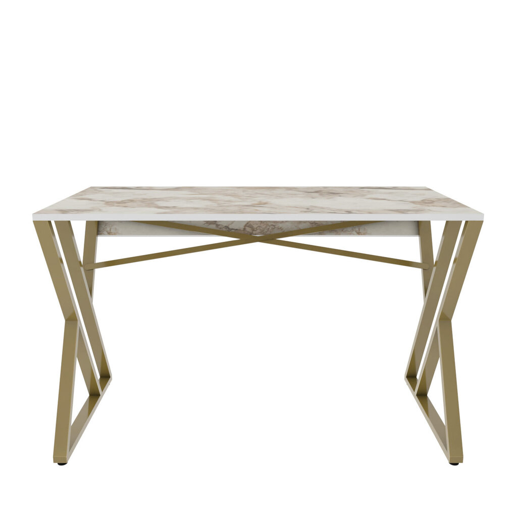 Pöytä, Asir, 120x60x75 cm, valkoinen/kulta hinta ja tiedot | Tietokonepöydät ja työpöydät | hobbyhall.fi