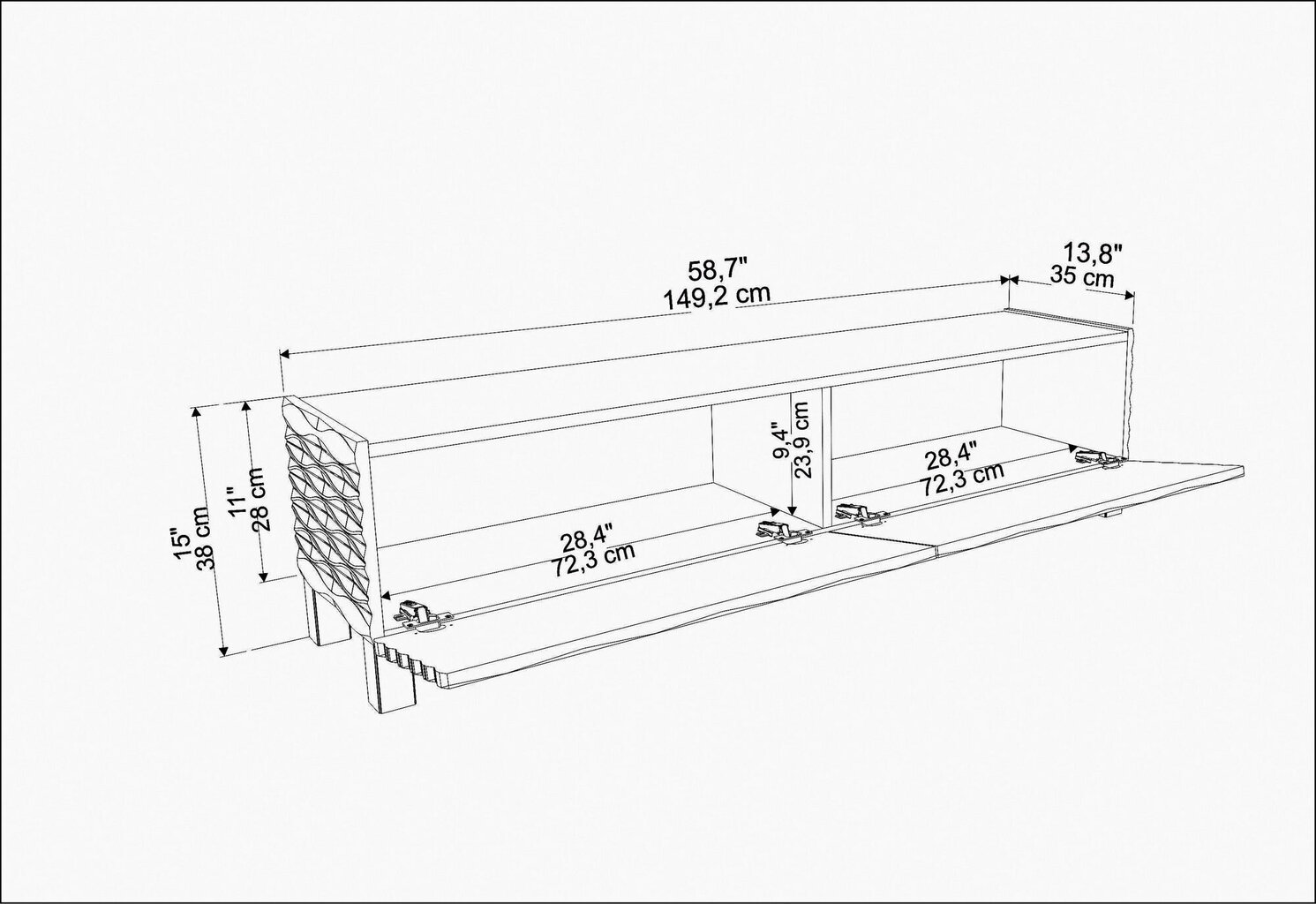 TV-taso, Asir, 149,2x35x38 cm, ruskea/valkoinen hinta ja tiedot | TV-tasot | hobbyhall.fi