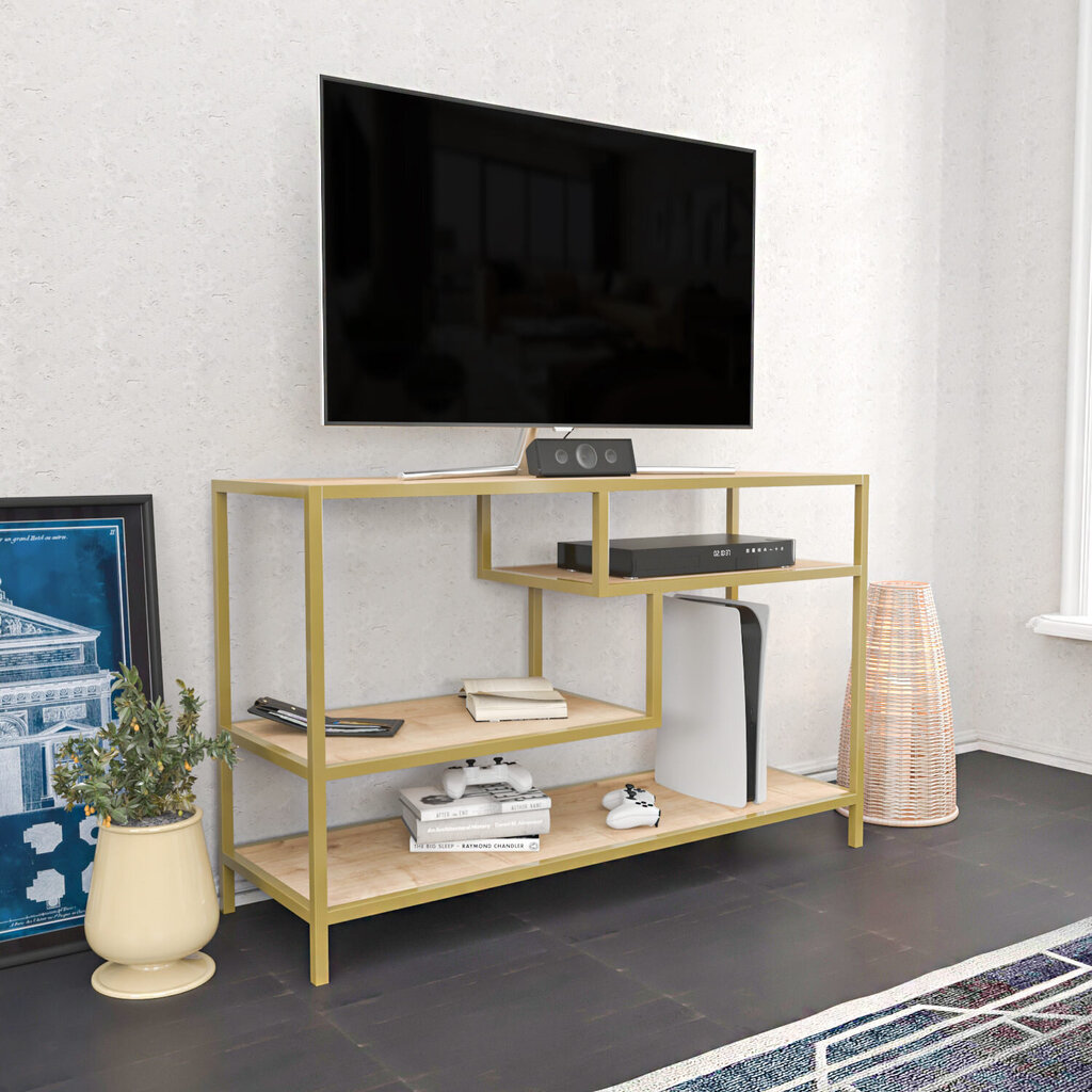 TV-taso, Asir, 120x39x75 cm, kulta/ruskea hinta ja tiedot | TV-tasot | hobbyhall.fi