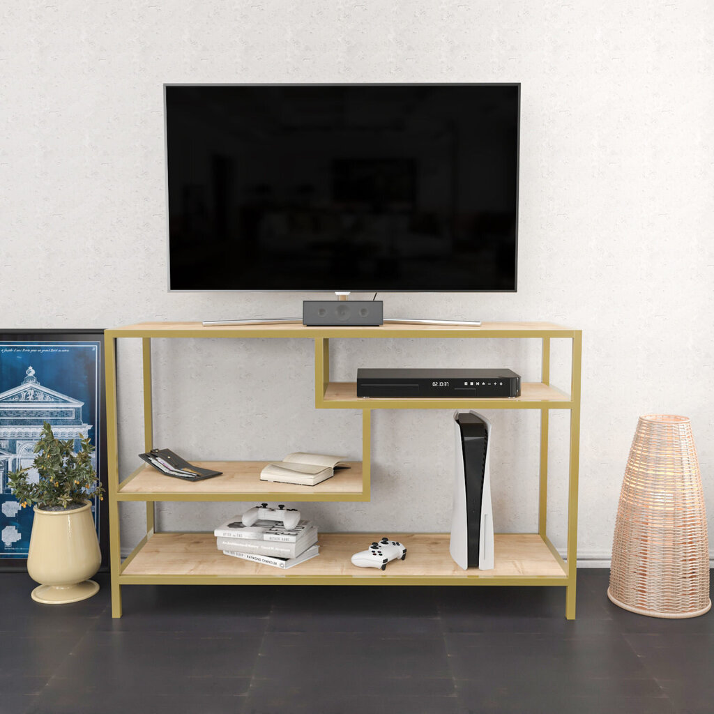 TV-taso, Asir, 120x39x75 cm, kulta/ruskea hinta ja tiedot | TV-tasot | hobbyhall.fi