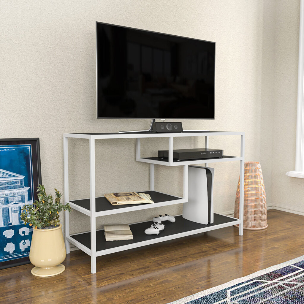 TV-taso, Asir, 120x39x75 cm, valkoinen/harmaa hinta ja tiedot | TV-tasot | hobbyhall.fi