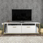 TV-taso, Asir, 160x35x50,8 cm, valkoinen/kulta hinta ja tiedot | TV-tasot | hobbyhall.fi