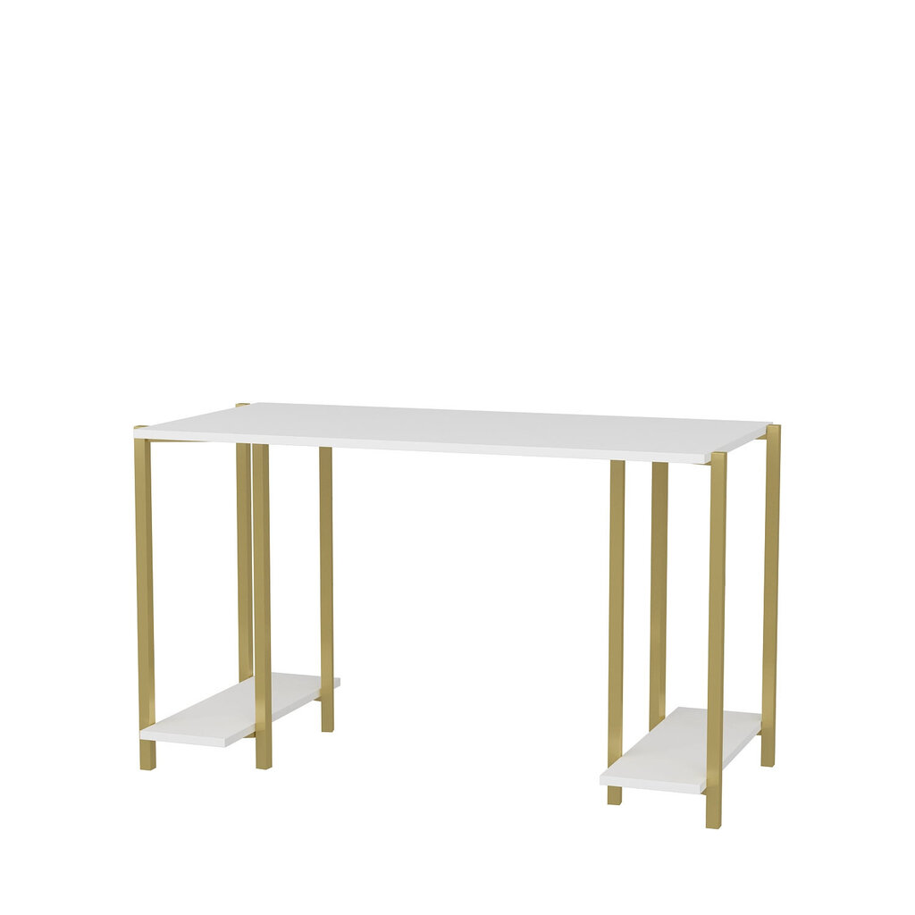 Pöytä, Asir, 125,2x60x73,8 cm, kulta/valkoinen hinta ja tiedot | Tietokonepöydät ja työpöydät | hobbyhall.fi
