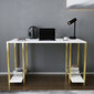 Pöytä, Asir, 125,2x60x73,8 cm, kulta/valkoinen hinta ja tiedot | Tietokonepöydät ja työpöydät | hobbyhall.fi