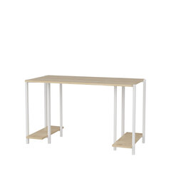 Pöytä, Asir, 125,2x60x73,8 cm, valkoinen/ruskea hinta ja tiedot | Tietokonepöydät ja työpöydät | hobbyhall.fi