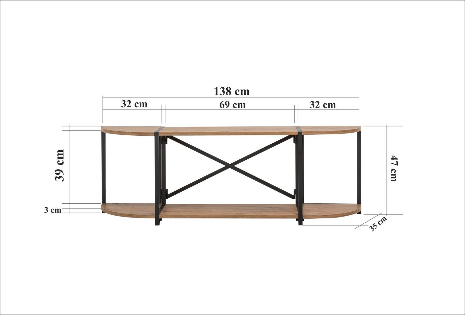 TV-taso, Asir, 138x47x35 cm, ruskea/musta hinta ja tiedot | TV-tasot | hobbyhall.fi