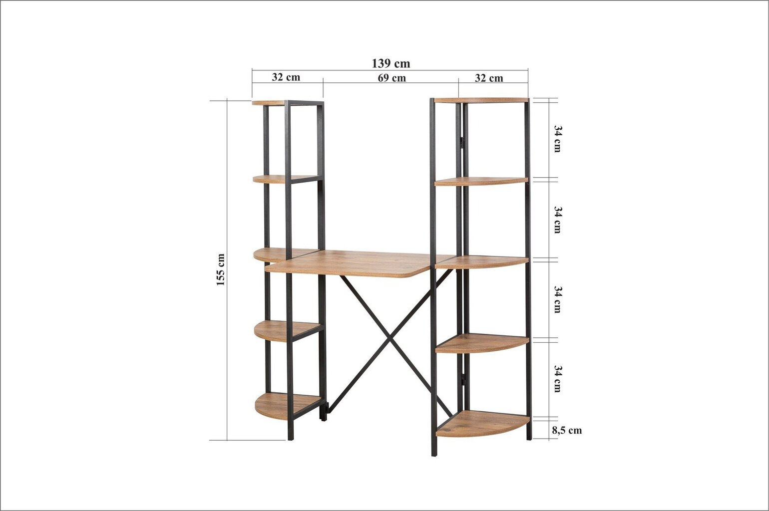 Pöytä, Asir, 139x155x34 cm, ruskea/musta hinta ja tiedot | Tietokonepöydät ja työpöydät | hobbyhall.fi