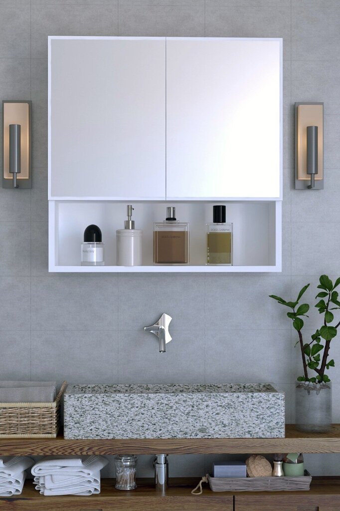 Kylpyhuonekaappi, Asir, 70x70x17 cm, valkoinen hinta ja tiedot | Kylpyhuonekaapit | hobbyhall.fi