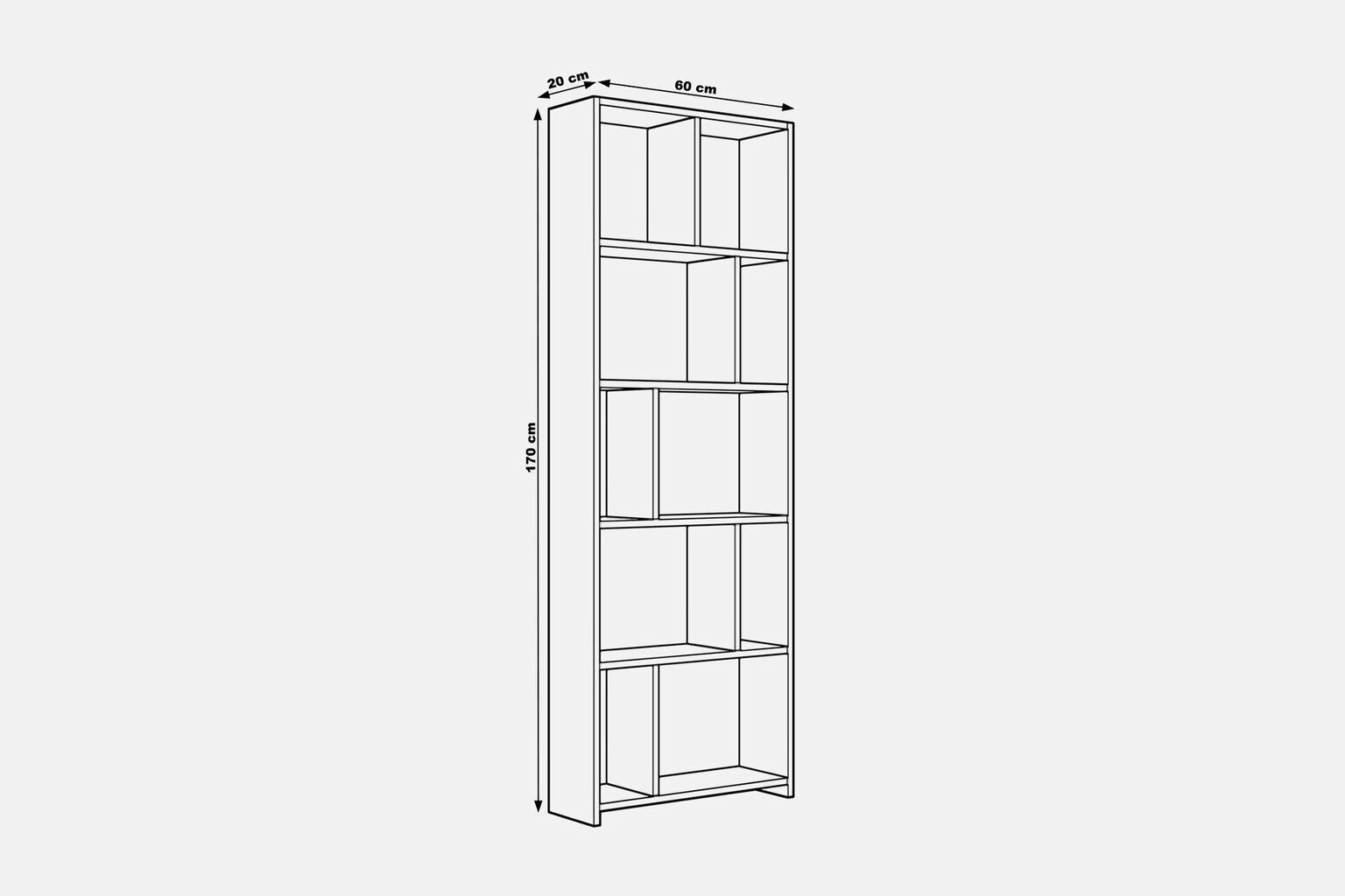 Hylly, Asir, 60x170x20 cm, ruskea hinta ja tiedot | Hyllyt | hobbyhall.fi