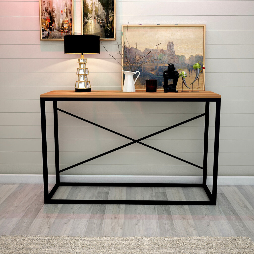 Pöytä, Asir, 100x100x30 cm, ruskea/musta hinta ja tiedot | Sivupöydät | hobbyhall.fi