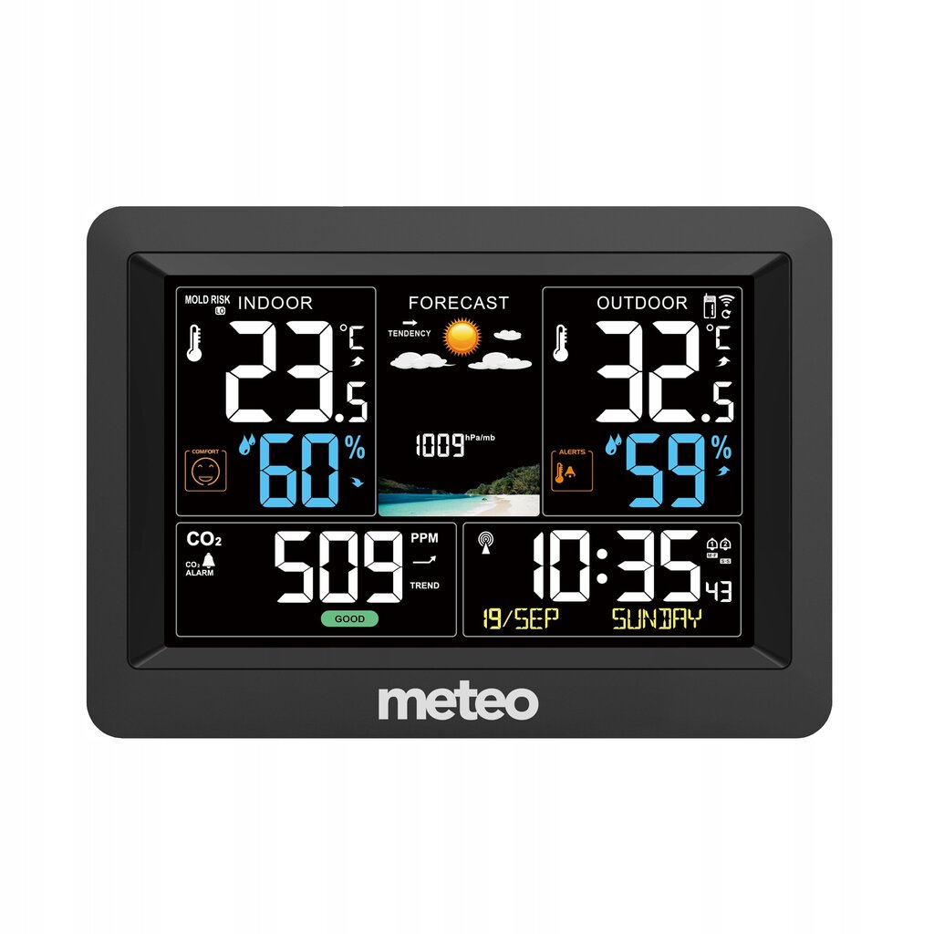 Nykyaikainen meteo sp105 -sääasema, jossa on co2-mittausjärjestelmä hinta ja tiedot | Sääasemat, lämpö- ja kosteusmittarit | hobbyhall.fi