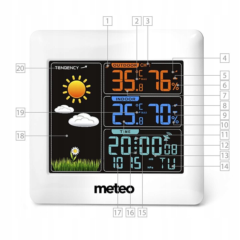 Nykyaikainen meteo sp93 -sääasema dcf:n kanssa hinta ja tiedot | Sääasemat, lämpö- ja kosteusmittarit | hobbyhall.fi