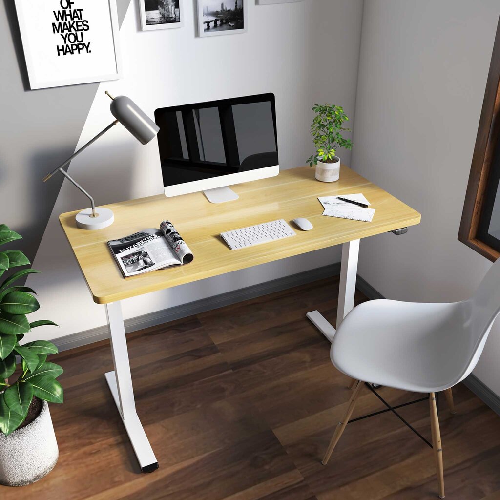 Lykke sähköpöytä M100, valkoinen/tammi, 120 x 60 cm hinta ja tiedot | Tietokonepöydät ja työpöydät | hobbyhall.fi