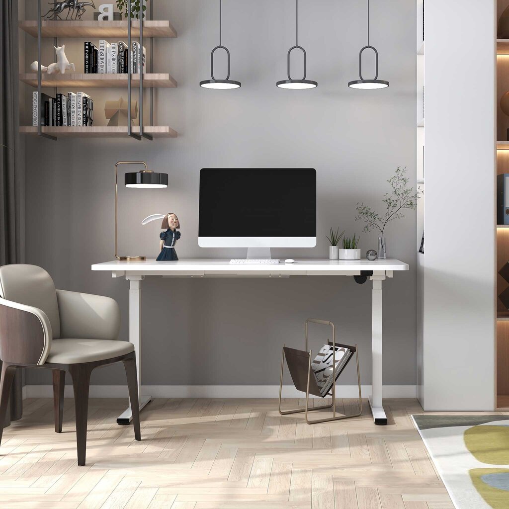 Lykke sähköpöytä M100, valkoinen, 140 x 70 cm hinta ja tiedot | Tietokonepöydät ja työpöydät | hobbyhall.fi