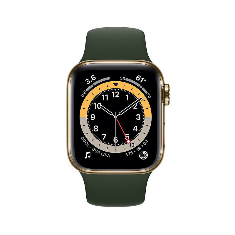Apple Watch Series 6 Steel GPS + LTE (40mm) - M06V3, Gold/Cyprus Green hinta ja tiedot | Älykellot | hobbyhall.fi