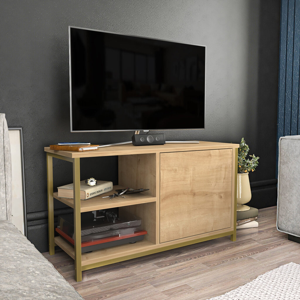 TV-taso, Asir, 89,6x35,3x50,8 cm, kulta/beige hinta ja tiedot | TV-tasot | hobbyhall.fi