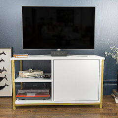 TV-taso, Asir, 89,6x35,3x50,8 cm, kulta/valkoinen hinta ja tiedot | TV-tasot | hobbyhall.fi