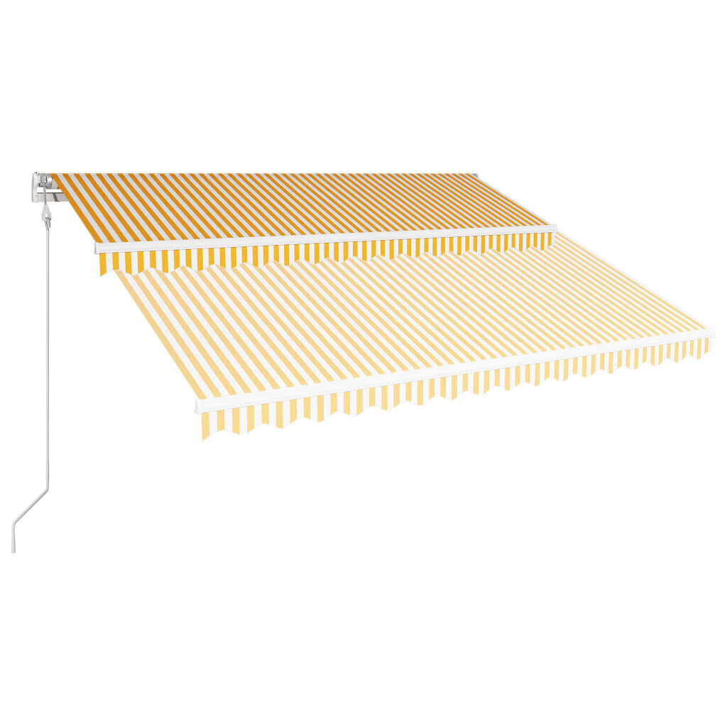 vidaXL Automaattisesti sisäänkelattava markiisi 400x300cm kelt ja valk hinta ja tiedot | Aurinkovarjot ja markiisit | hobbyhall.fi