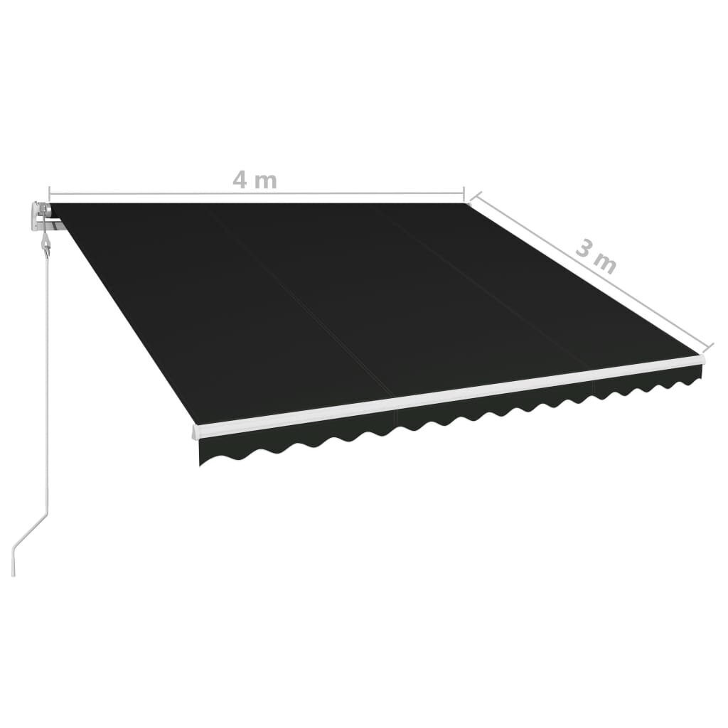 vidaXL Automaattisesti sisäänkelattava markiisi 400x300 cm antrasiitti hinta ja tiedot | Aurinkovarjot ja markiisit | hobbyhall.fi