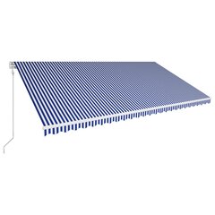 vidaXL Automaattisesti kelattava markiisi 600x300 cm sininen/valkoinen hinta ja tiedot | Aurinkovarjot ja markiisit | hobbyhall.fi