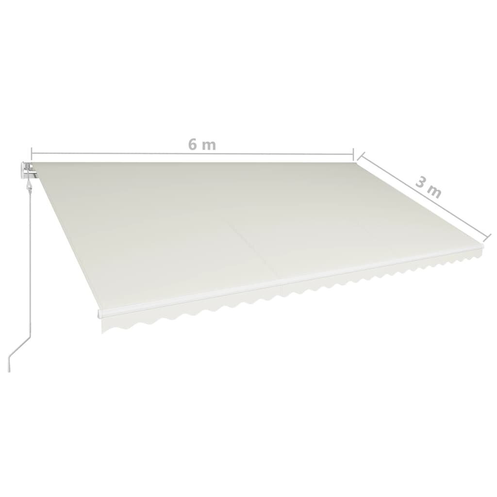 vidaXL Automaattisesti sisäänkelattava markiisi 600x300 cm kerma hinta ja tiedot | Aurinkovarjot ja markiisit | hobbyhall.fi