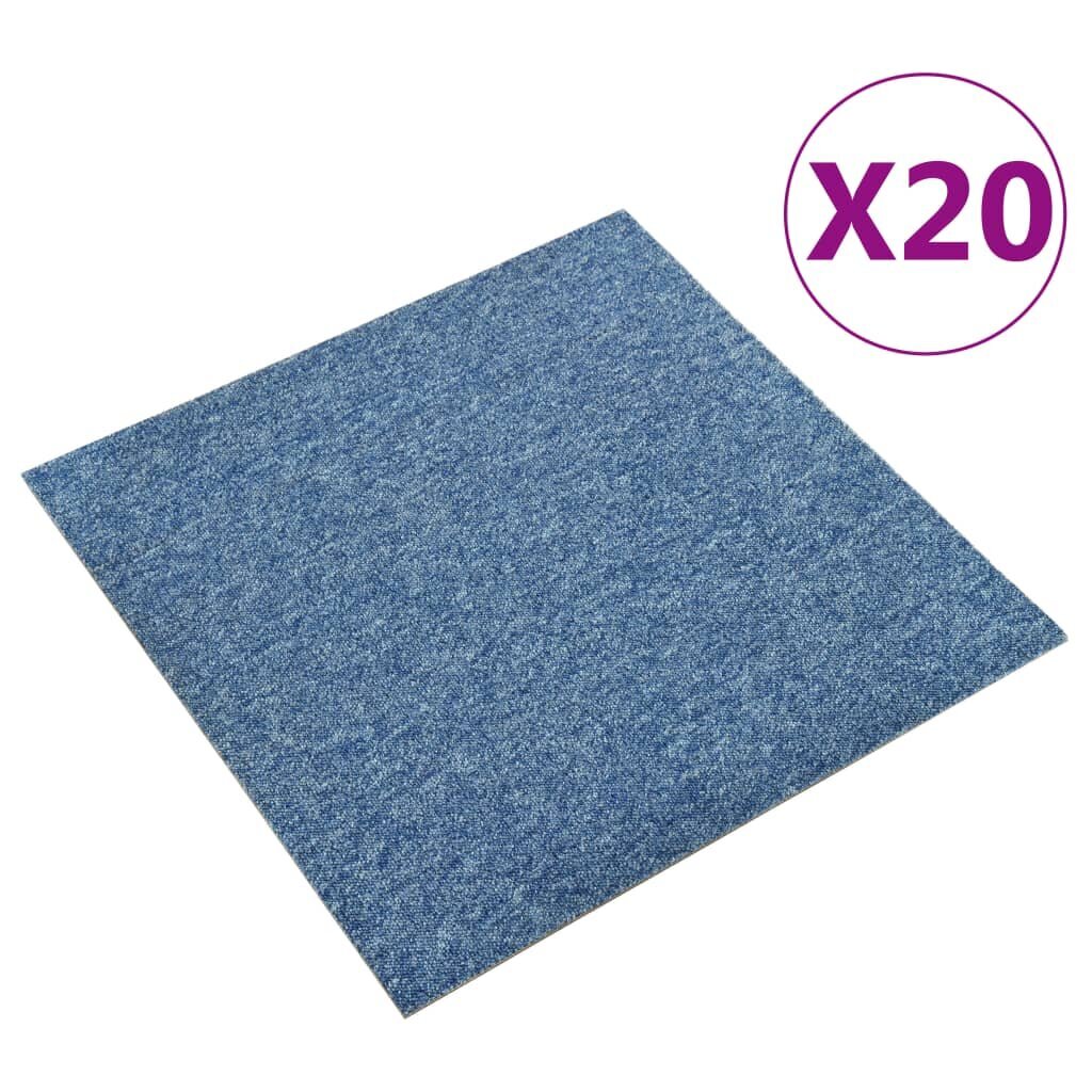 vidaXL Tekstiililaatta 20 kpl 5 m² 50x50 cm sininen hinta ja tiedot | Isot matot | hobbyhall.fi