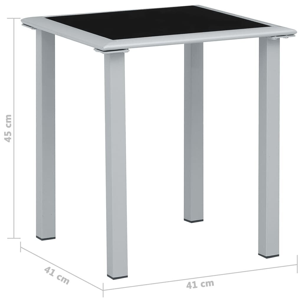 vidaXL Puutarhapöytä musta ja hopea 41x41x45 cm teräs ja lasi hinta ja tiedot | Puutarhapöydät | hobbyhall.fi