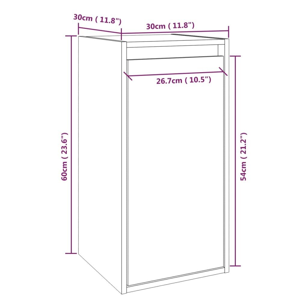 vidaXL Seinäkaappi hunajanruskea 30x30x60 cm täysi mänty hinta ja tiedot | Hyllyt | hobbyhall.fi