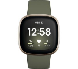 Fitbit Versa 3, pehmeä kulta-alumiini / oliivi hinta ja tiedot | Älykellot | hobbyhall.fi