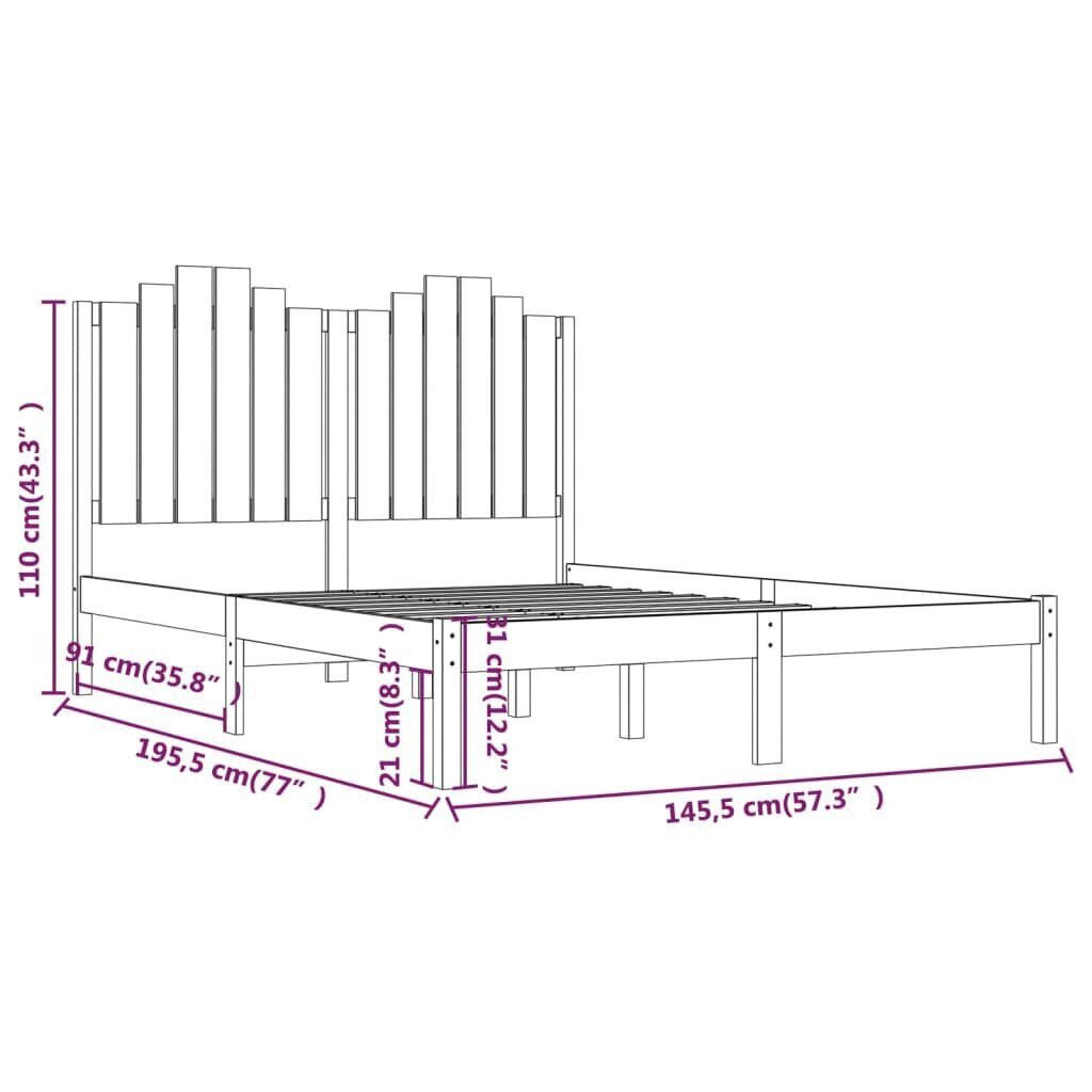 vidaXL Sängynrunko musta täysi mänty 140x190 cm hinta ja tiedot | Sängyt | hobbyhall.fi